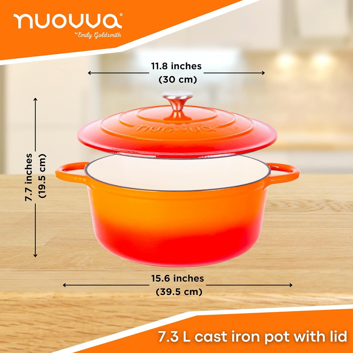 Enamelled Cast Iron Dutch Oven Casserole Pot, Nuovva