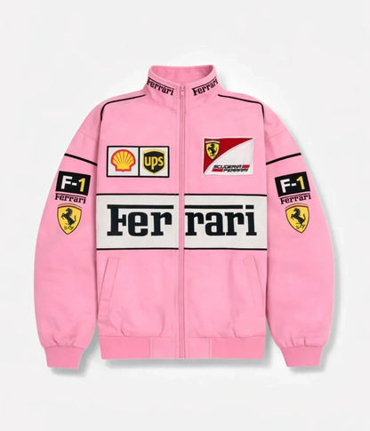 Ferrari F1 Vintage Pink Racing Jacket