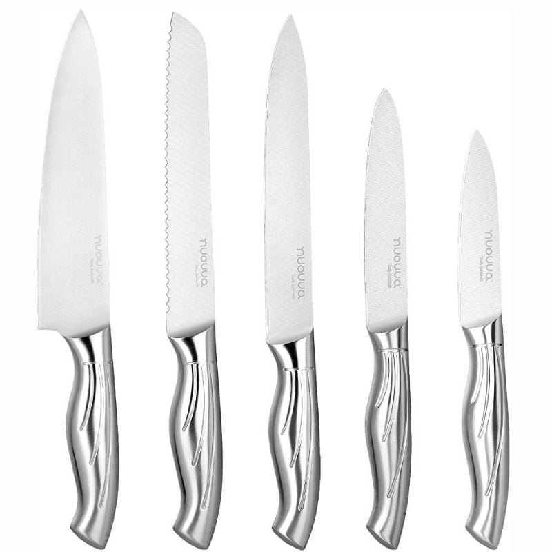 5-Piece Stainless Steel Kitchen Knife Set with Acrylic Block, Nuovva