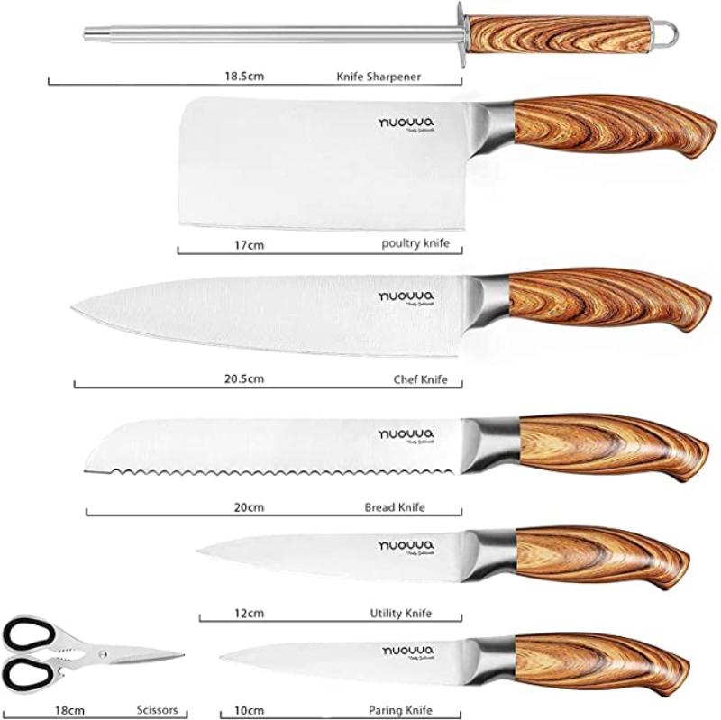 7-Piece  Kitchen Knife Set with Rotating Block, Nuovva